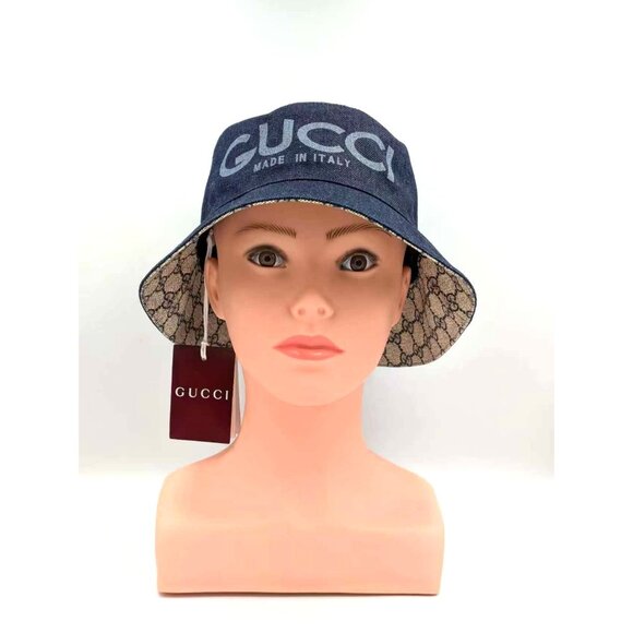 Gucci Lasered Denim Bucket Hat Dark Blue L 803042 - Picture 3 of 12